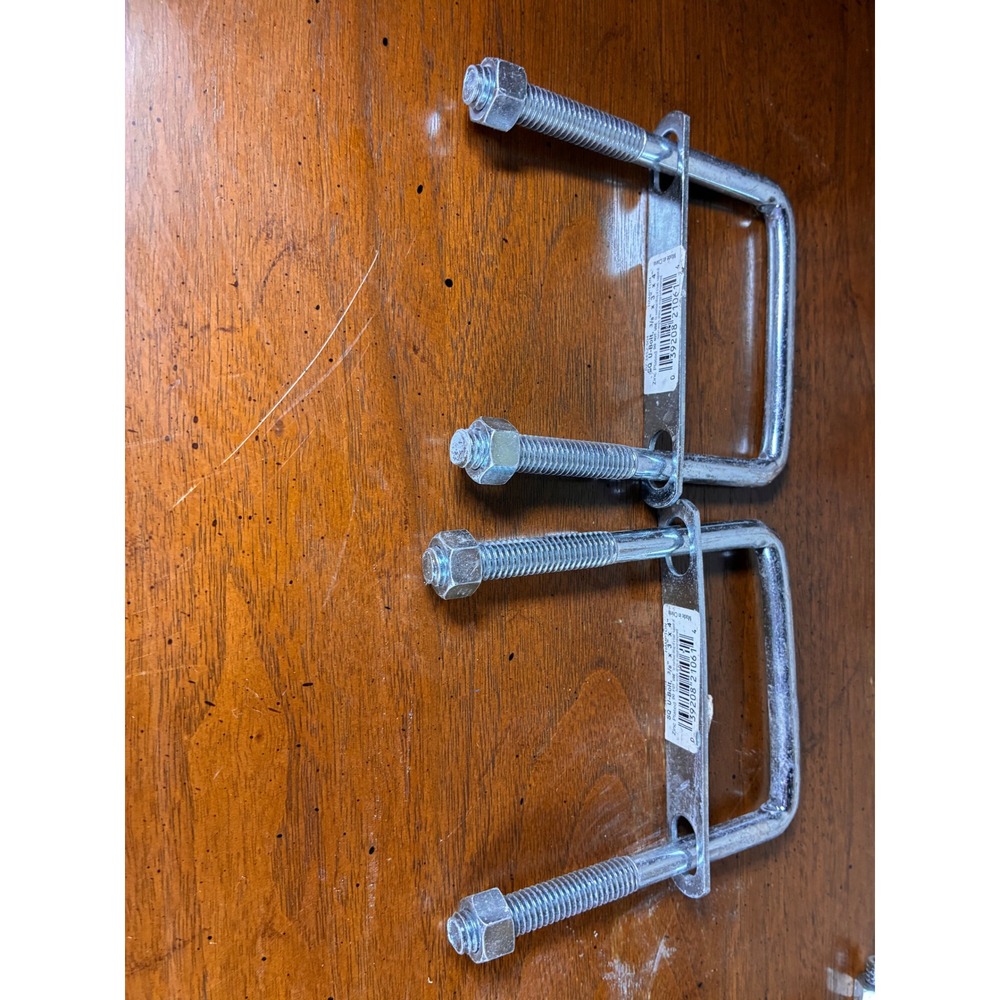 Hampton Square U-Bolt Set 3/8 x 3 x 4 Silver New Zinc Plated Hardware 2pc